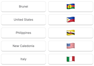 Flags of South America quiz interface